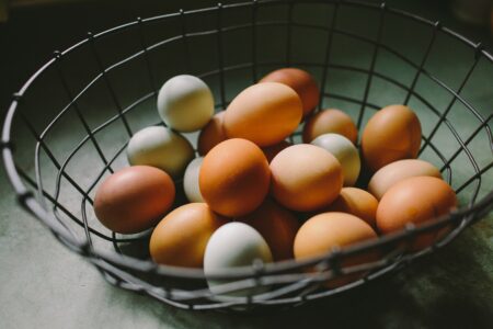 eggs in a wire basket