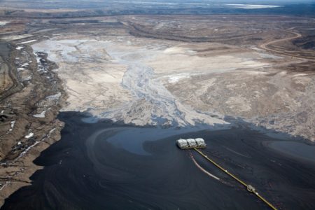 Alex McLean Oilsands Overview of tailings pond at Suncor mining site