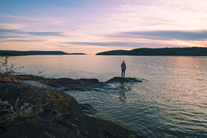 Ethan Rombough looks over the lake