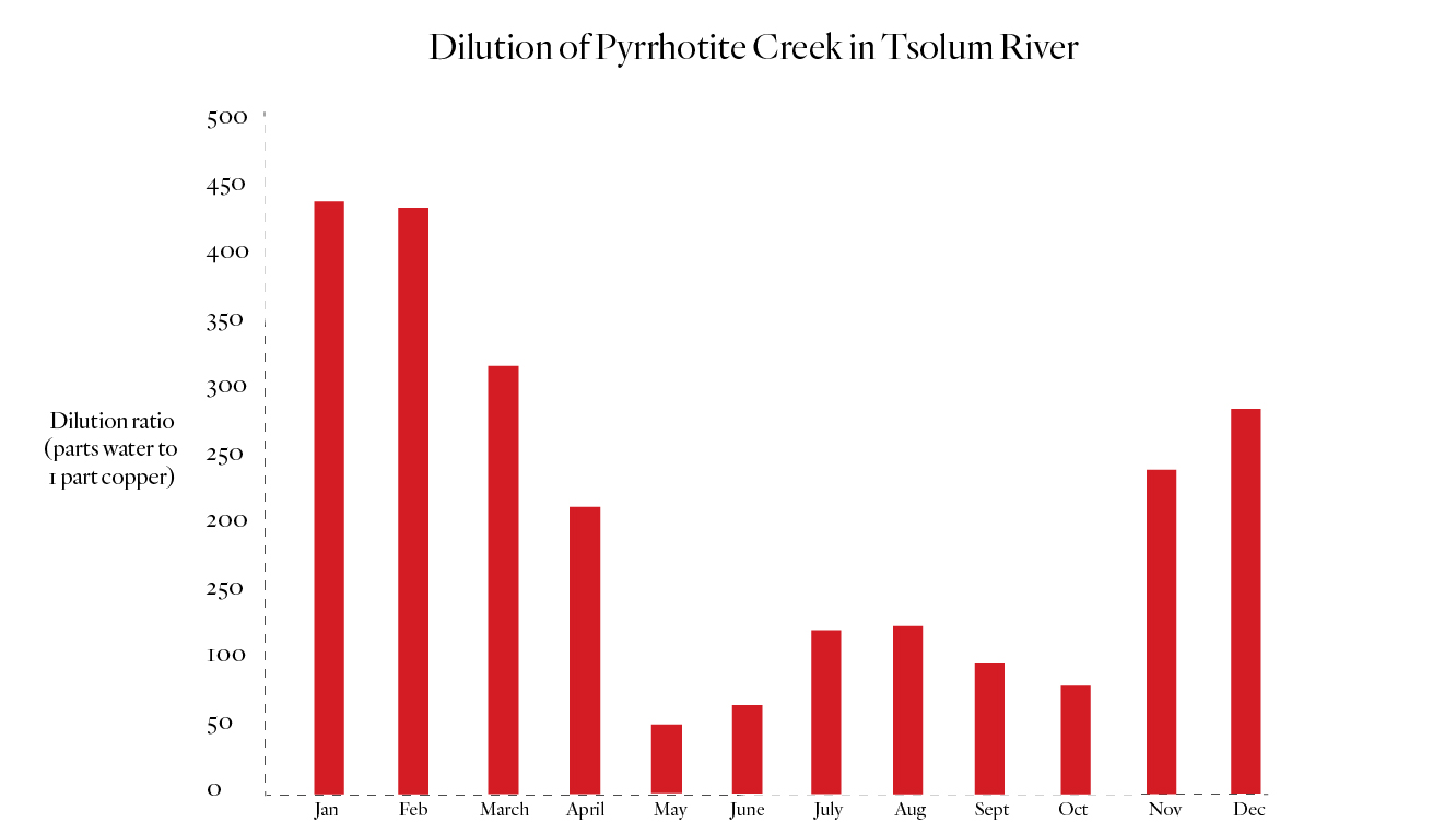 Tsolum River copper dilution ratio