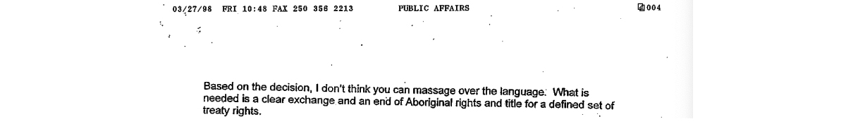 End of Aboriginal rights quote
