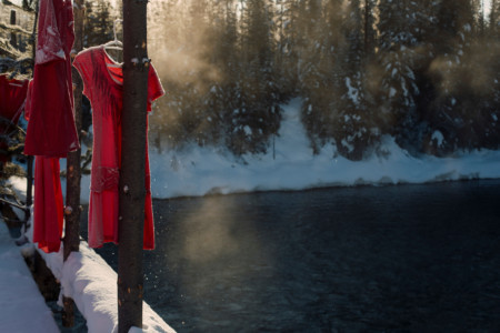 Red dresses near Unist’ot’en camp in Wet’suwet’en