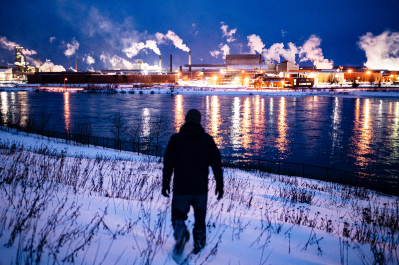 Selva Rasaiah observes the visible emissions emanating from the Algoma Steel plant