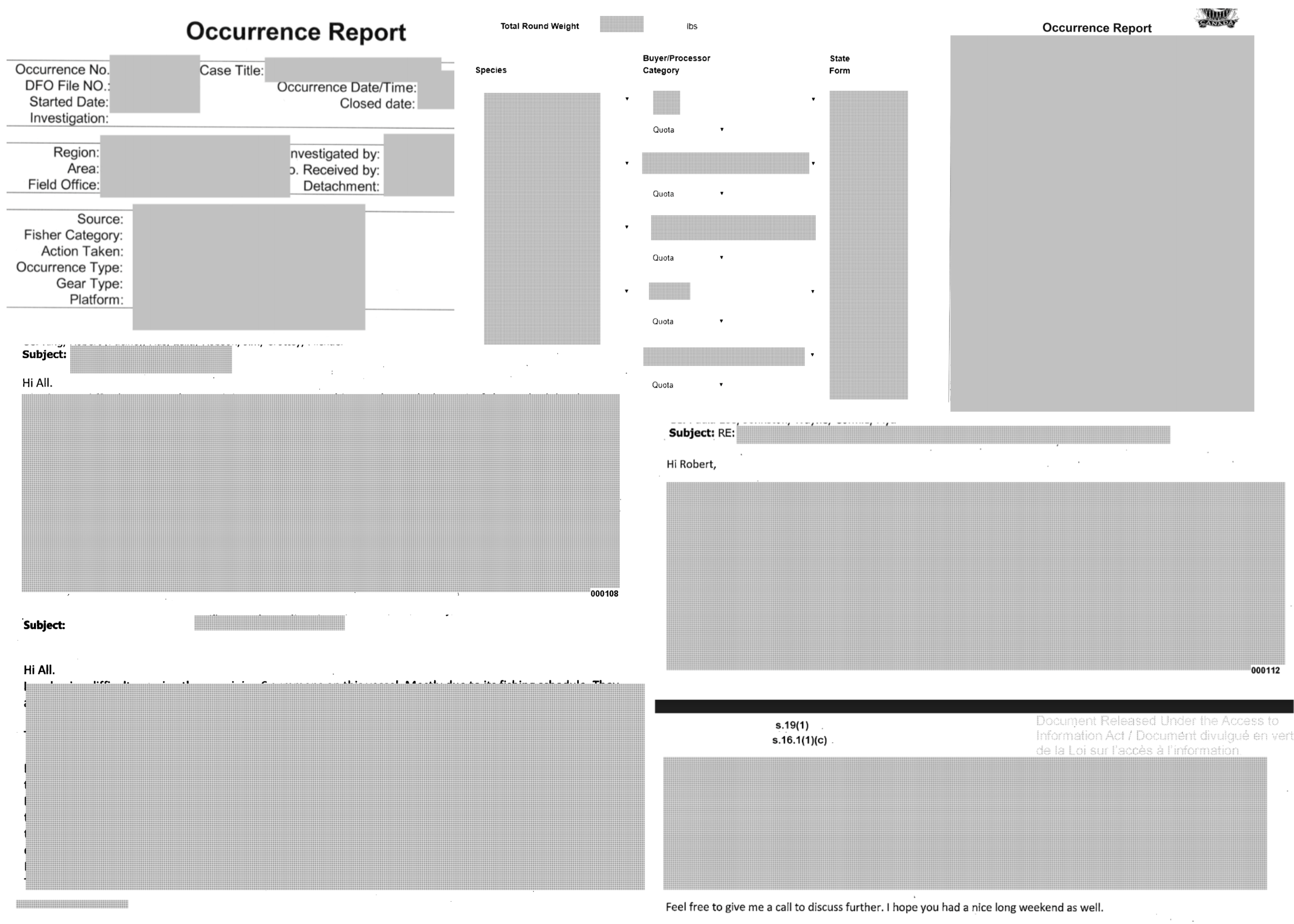 Redacted FOI DFO Fisheries Observers The Narwhal