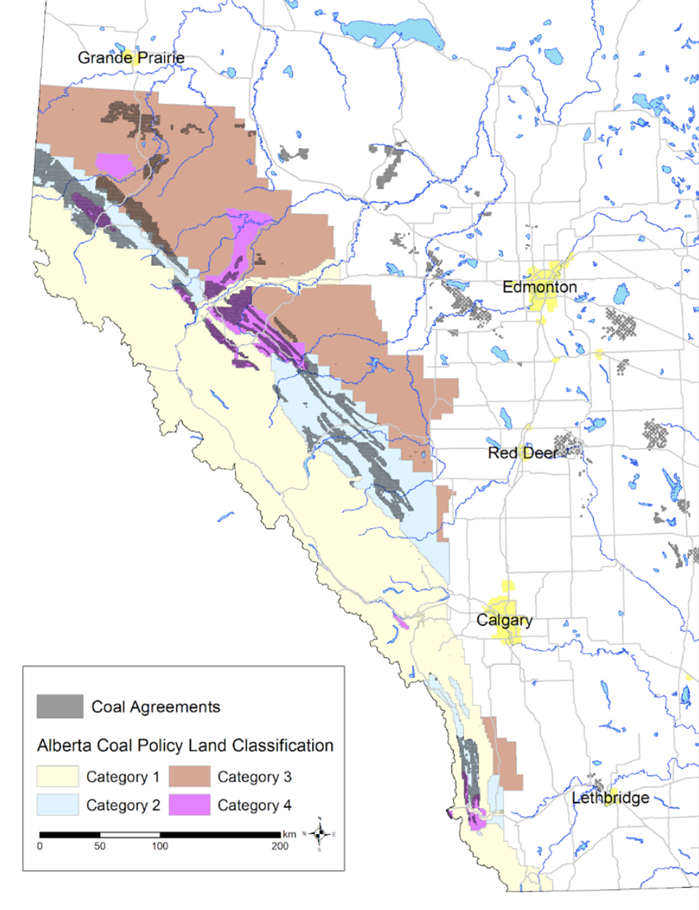 Map Alberta parks coal mining policy