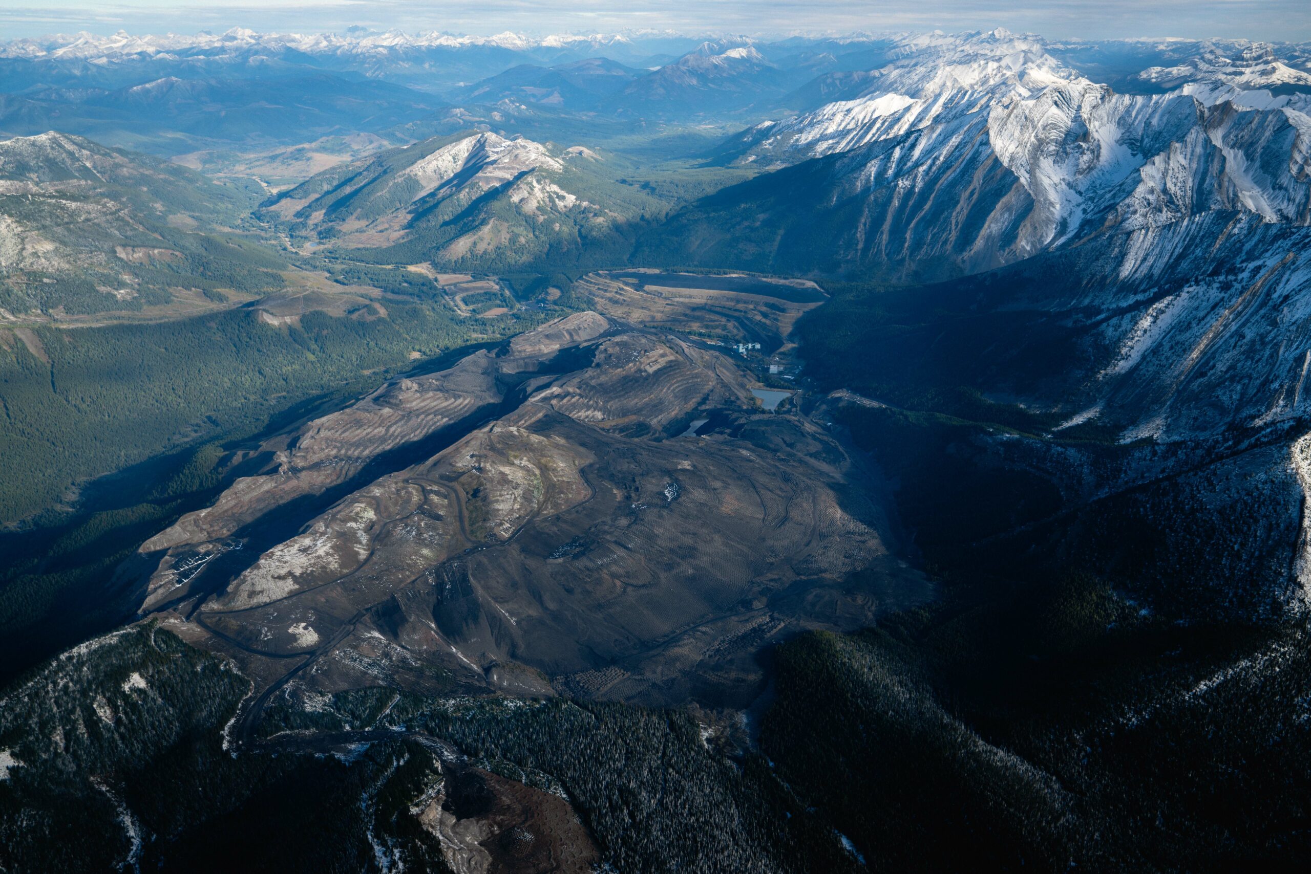 aerial view of open-pit coal mine in B.C.