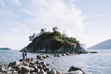 People play in the water in Whytecliff Park in West Vancouver, B.C.