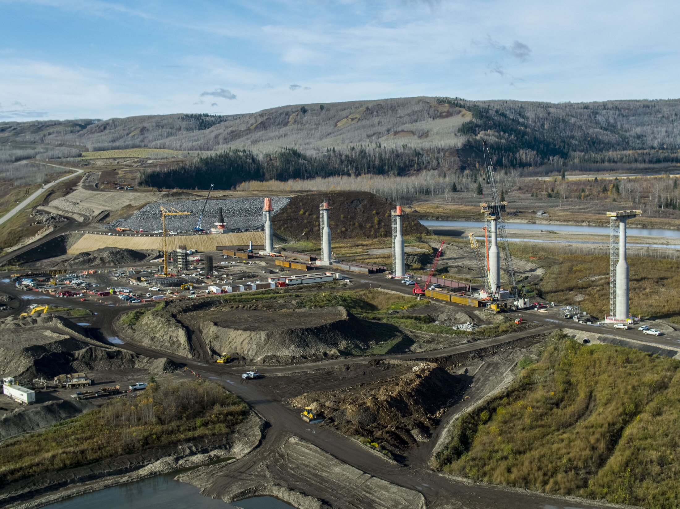 Site C dam construction bridge towers