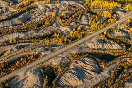 aerial view of placer mines