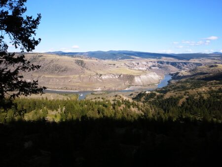 The Fraser River cuts through the interior landscape south of Williams Lake