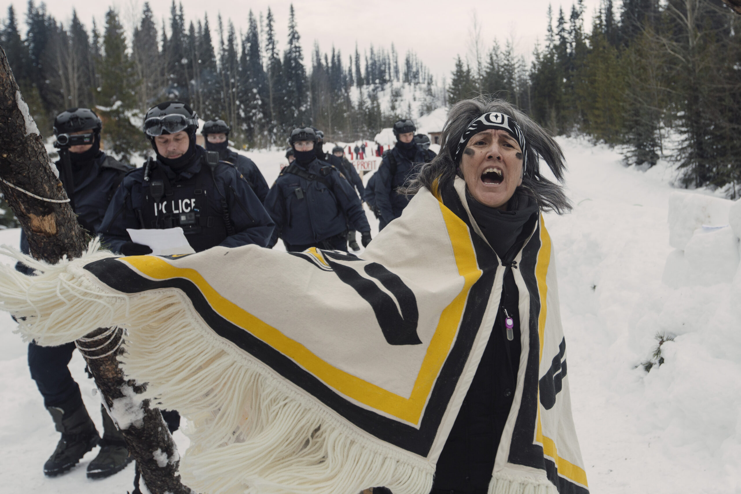 Wet'suwet'en land defender Freda Huson is arrested in 2020.