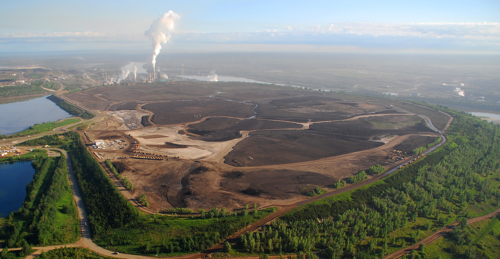 aerial view of oilsands reclamation site