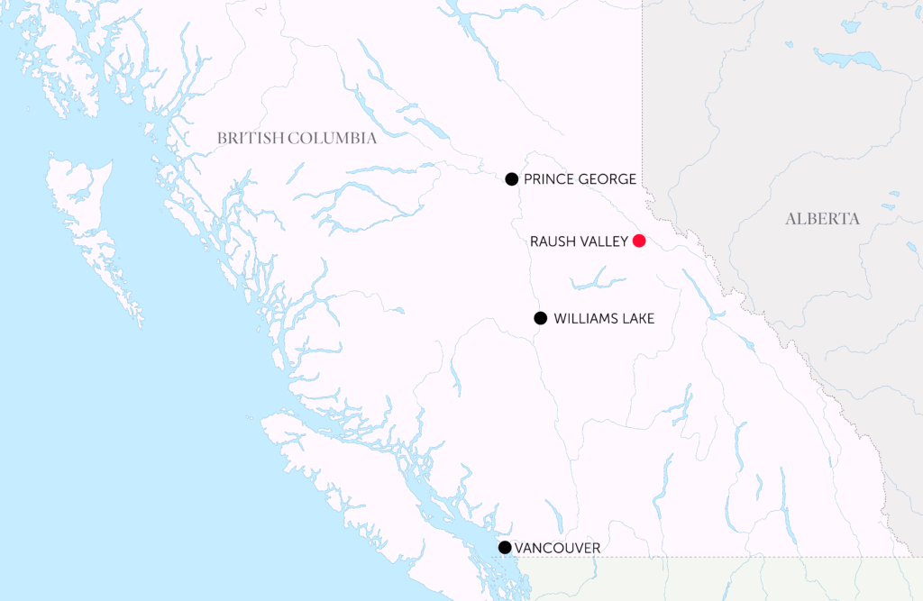 Map of Raush Valley location in B.C.