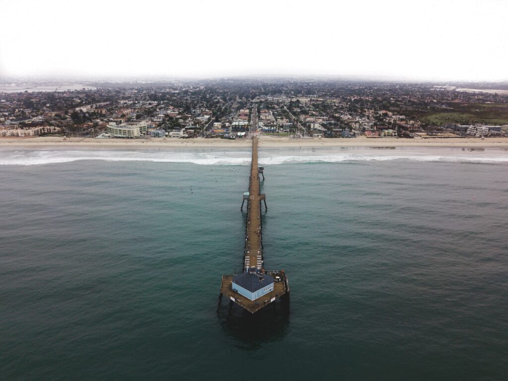 aerial view of pier