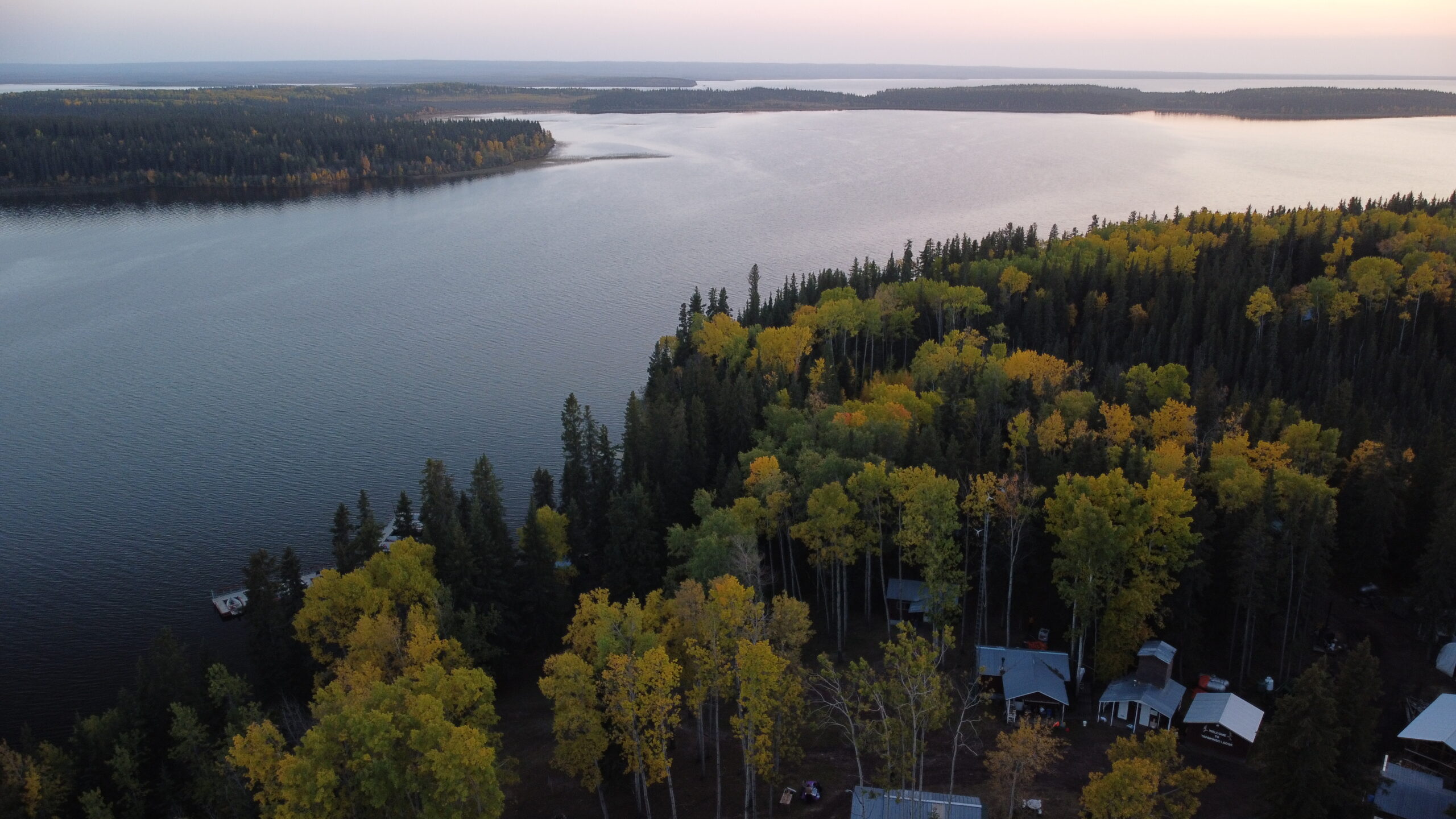 Aerial view of area around Mbehcho (Bistcho) Lake. 