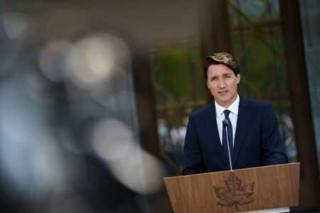Federal election 2021: Liberal Leader Justin Trudeau is seen speaking