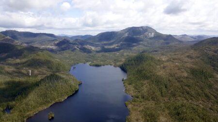 Banks Island off the coast of B.C. as seen from the air