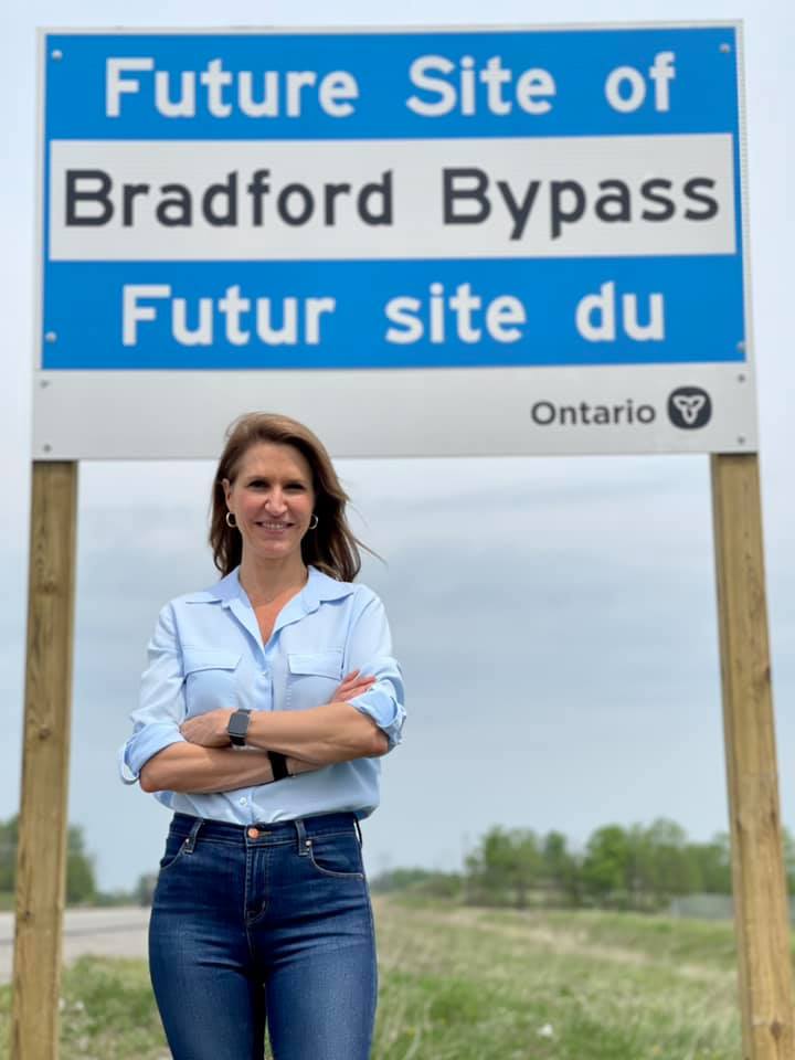Ontario Transportation Minister Caroline Mulroney poses at a proposed interchange for the Bradford Bypass.