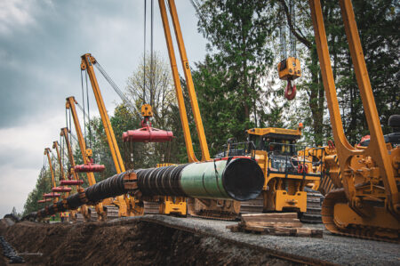 Trans Mountain pipeline crews work along the project route in Chilliwack, B.C.
