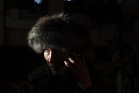 Wet'suwet'en - Coastal GasLink standoff: Sleydo' Molly Wickham monitors radio communications