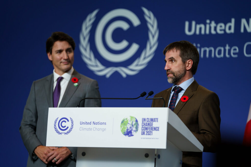 Justin Trudeau and Steven Guilbeault at COP26 in Glasgow.