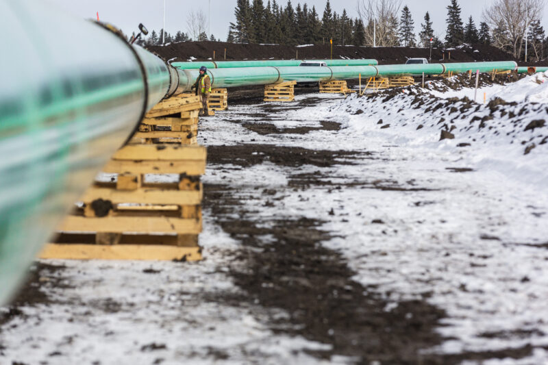 A section of pipeline is pictured near Edmonton, Alberta.