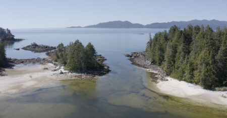 An island outside of Rivers Inlet is home to a cultural camp visited by Wuikinuxv people.