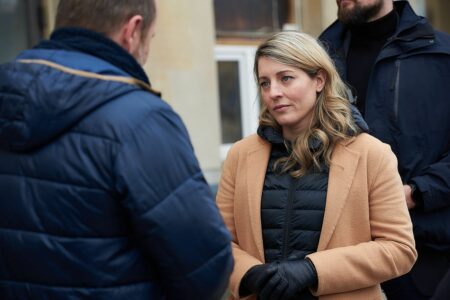 Foreign Affairs Minister Mélanie Joly at the Poland-Ukraine border.