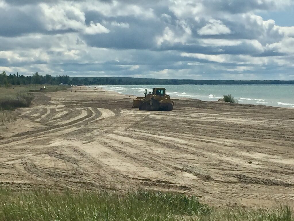 A bulldozer on Sauble Beach.