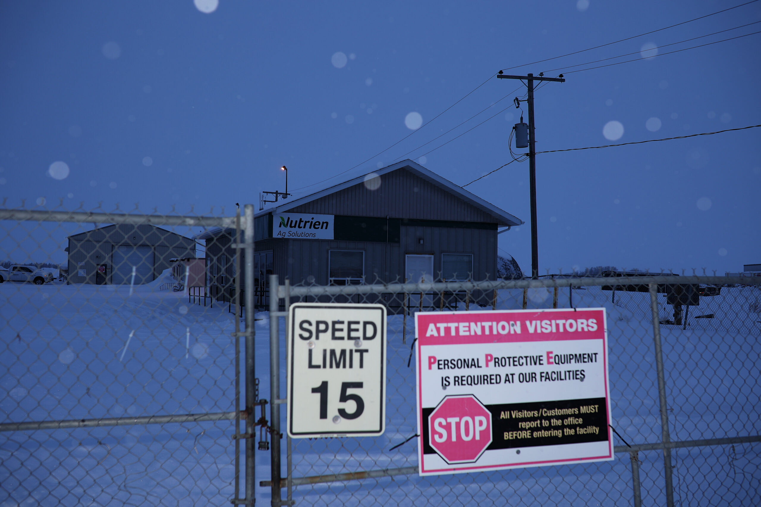 A Nutrien fertilizer facility on Imperial Oil-owned land in Yorkton, Saskatchewan. The site is contaminated.