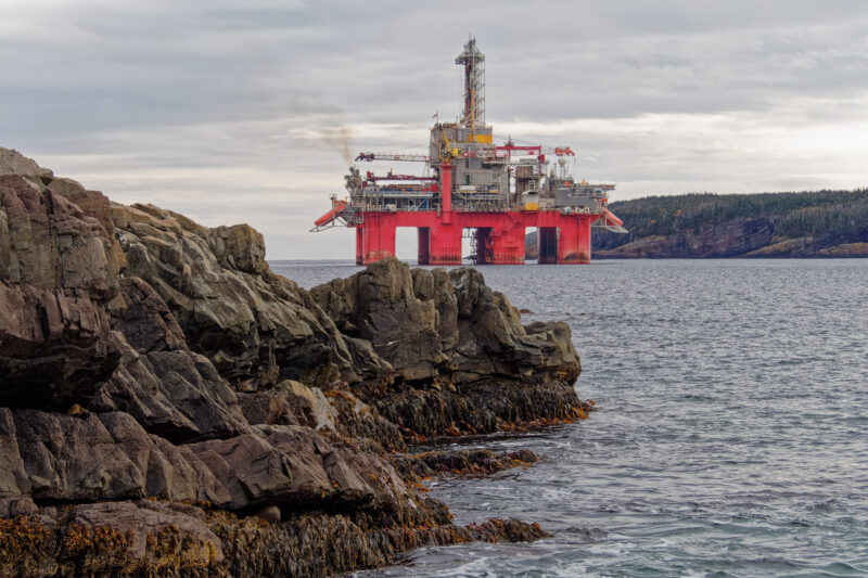 Offshore oil and gas rig near shore of Newfoundland