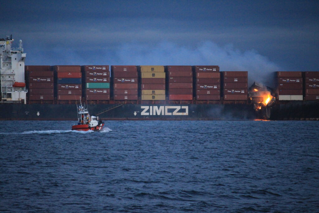 Fire on the Zim Kingston cargo carrier; B.C.