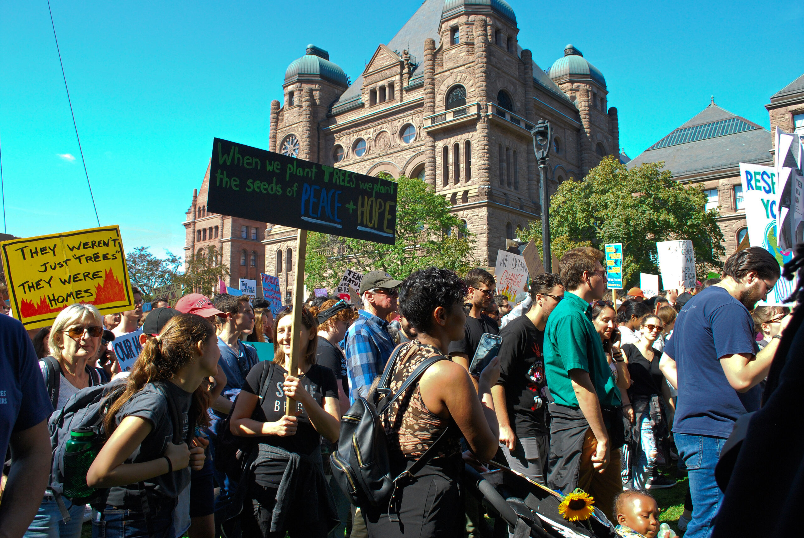 Youth gathered outside Queen's park for a 2019 climate strike