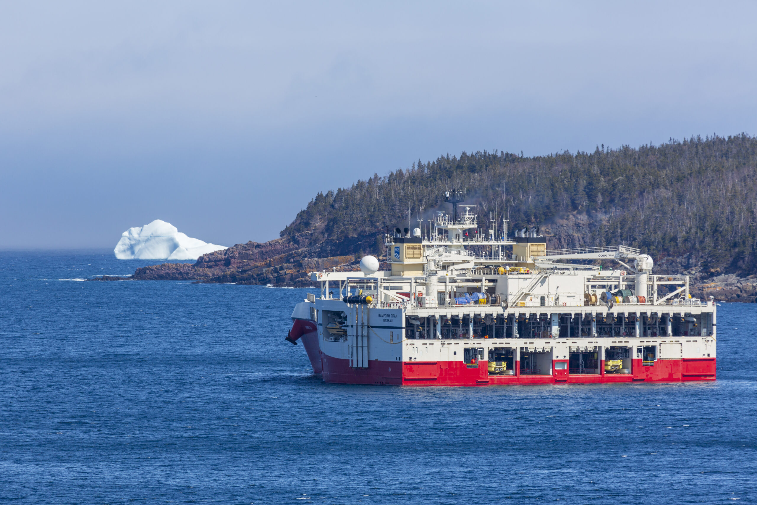 Seismic vessel in Newfoundland bay; Bay du Nord offshore oil and gas development