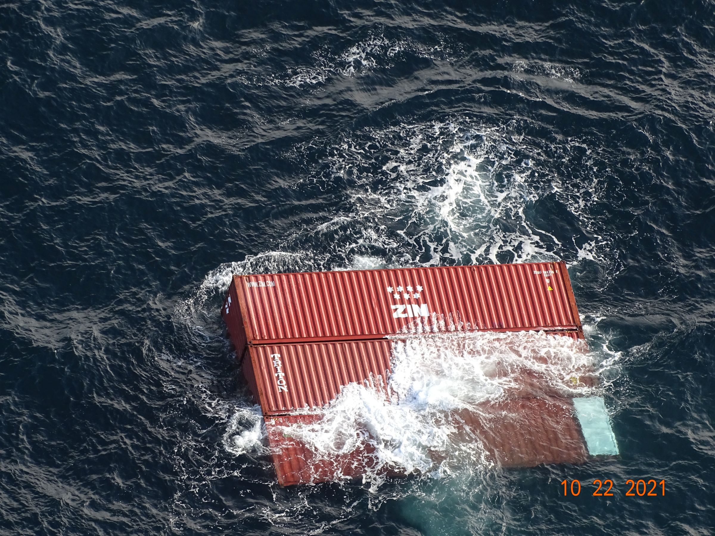 Zim Kingston's fallen shipping container in the water
