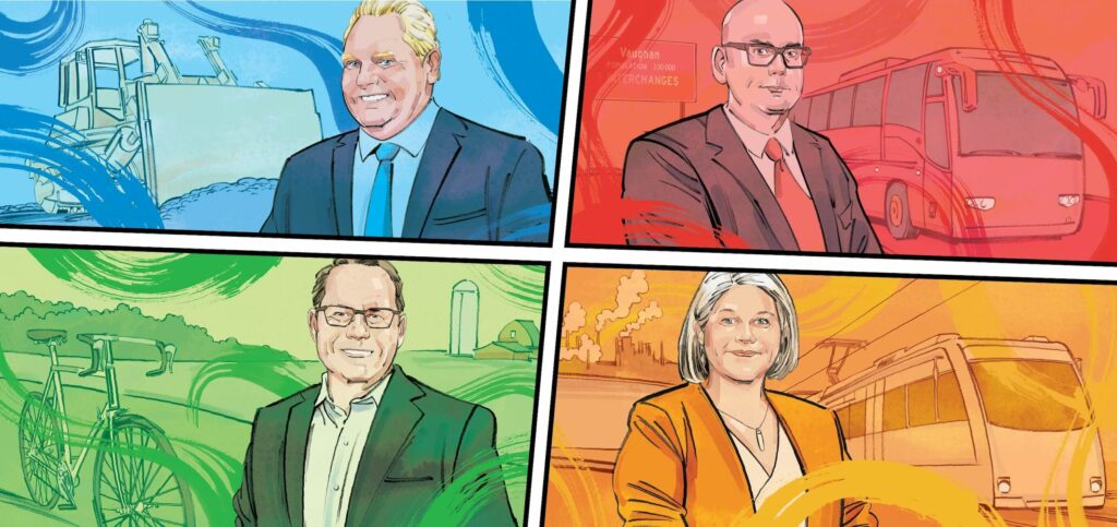 The four leaders competing to be premier in the 2022 Ontario election: Doug Ford, Steven Del Duca, Andrea Horwath and Mike Schreiner.