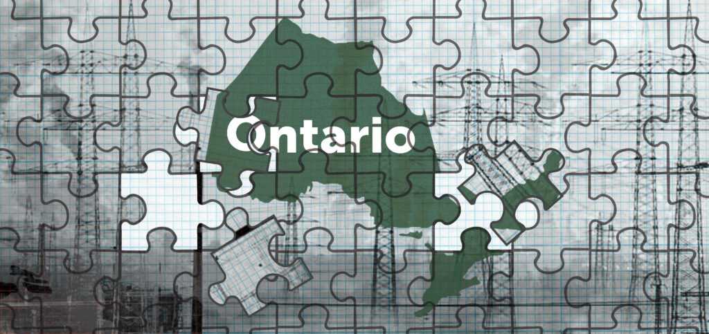 Illustration for OPG story: the map of Ontario in puzzle pieces