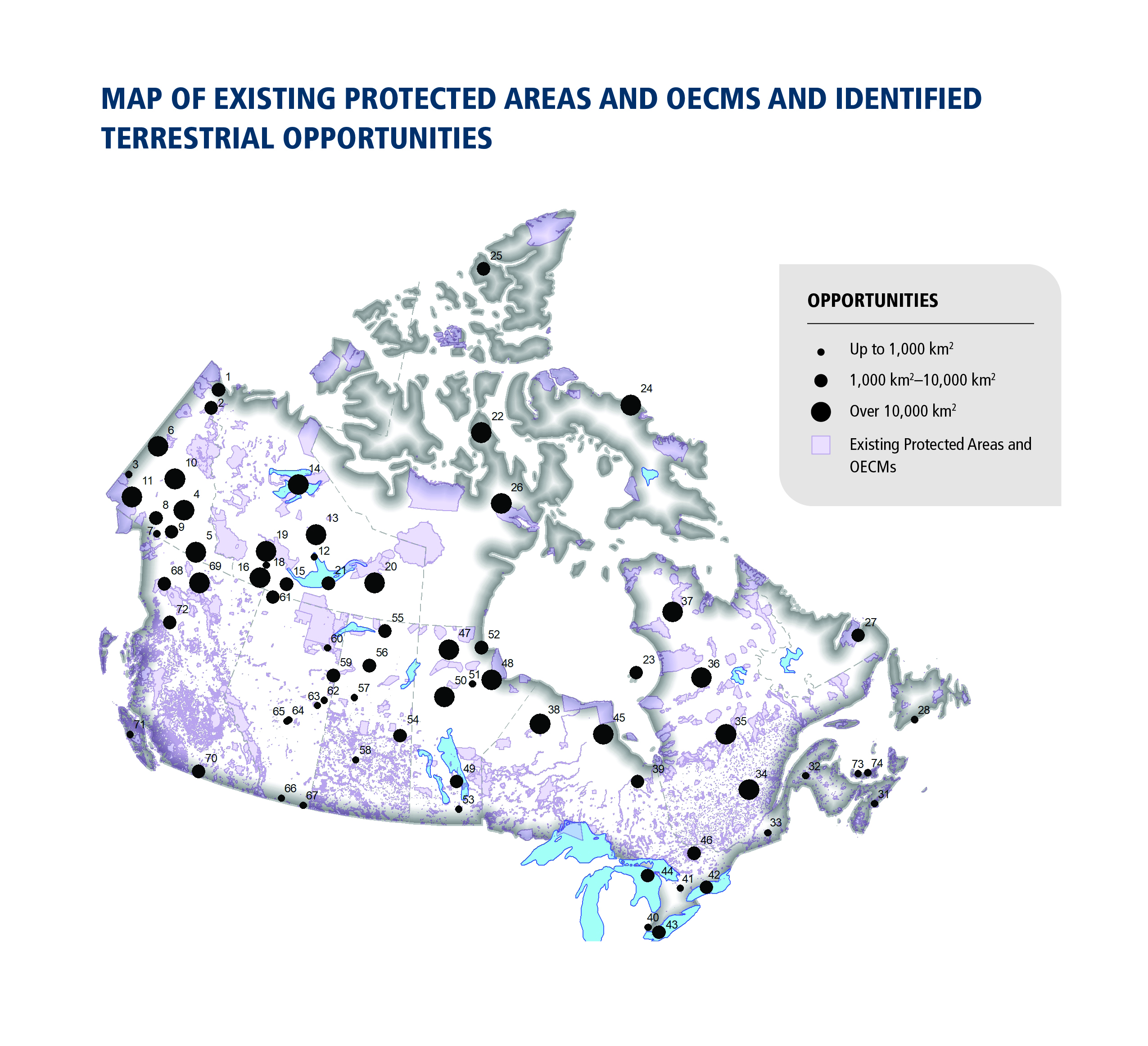 A map of existing and proposed protected areas.