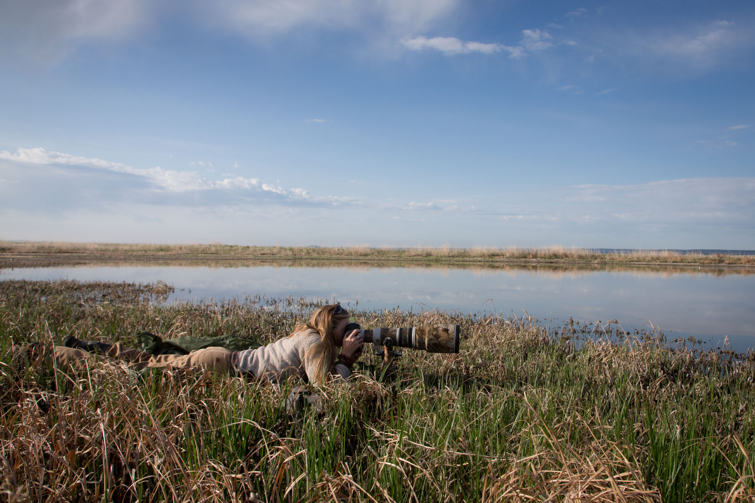 Photgrapher Melissa Groo shotting photos beside wetland