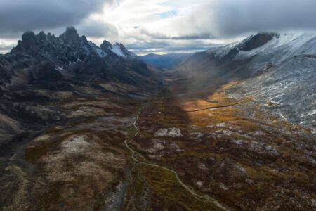 A landscape photo of mountains in Tombstone Territorial Park in the Yukon
