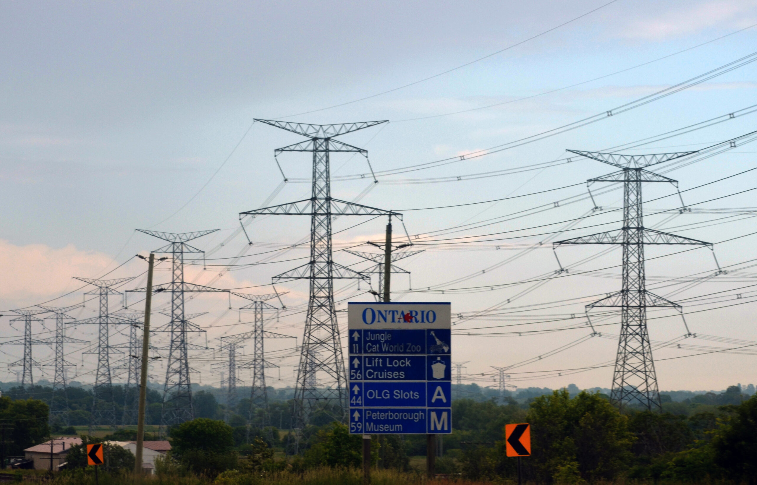 A power grid along an Ontario Highway
