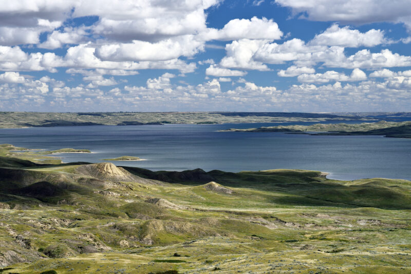 A wide view of Lake Diefenbaker in Saskatchewan