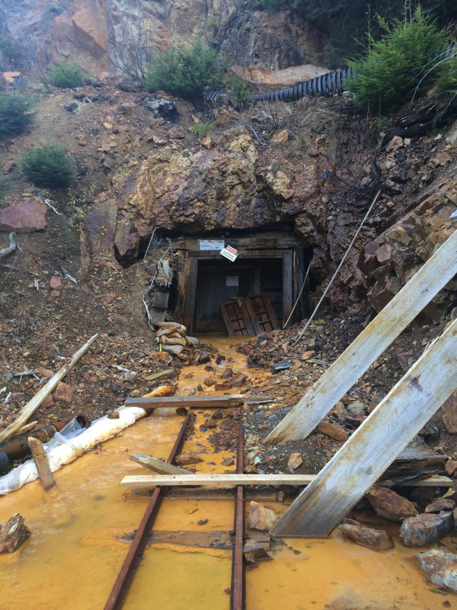 Orange water flows out of the Tulsequah Chief Mine
