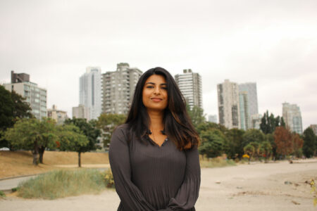 Anjali Appadurai at Sunset Beach in Vancouver, B.C. Photo taken by Rebecca Simiyu
