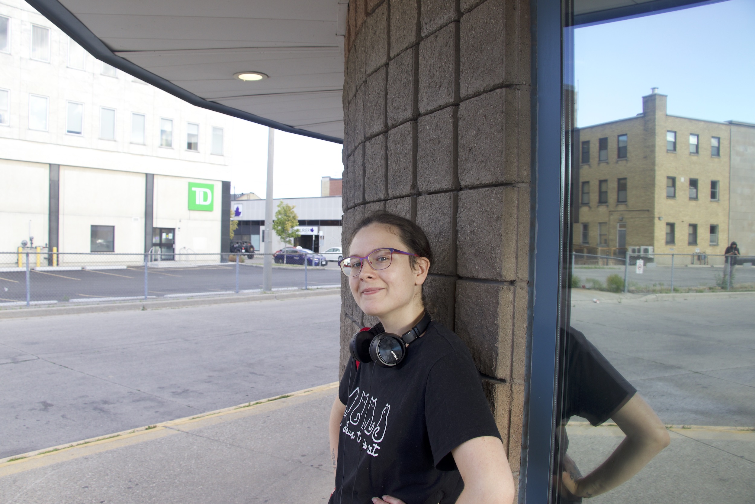Justine Roche at the Brantford Bus Terminal.