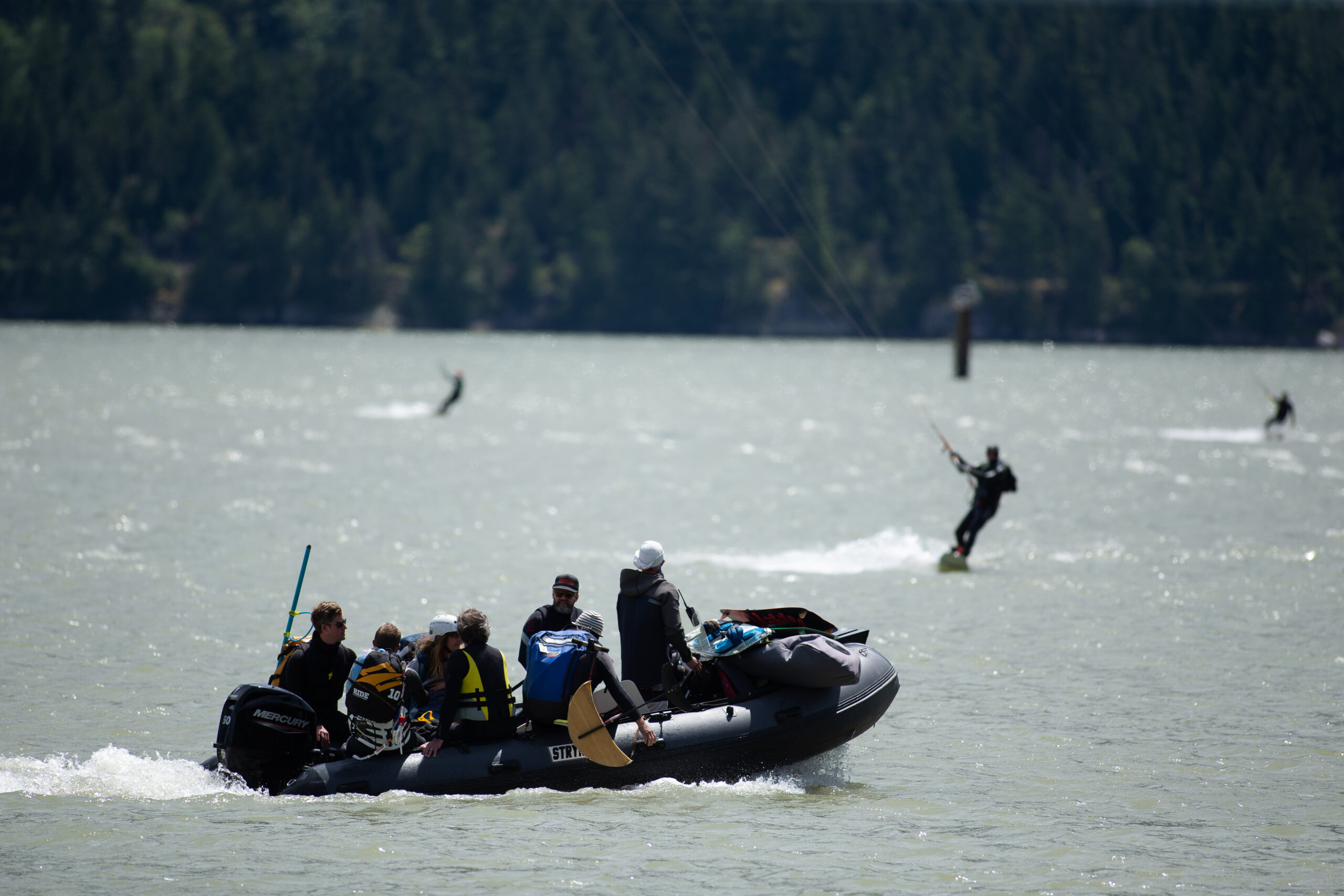 Squamish River: The Squamish River Windsports Society purchased the boat on the left to access Spit Island. President Sean Millington said members came to see the change wasn’t as disruptive as they had worried. Photo: Jesse Winter / The Narwhal