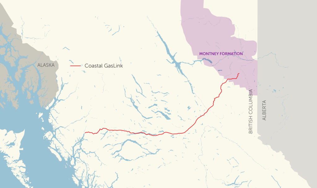 Map of TC Energy's Coastal GasLink pipeline route.