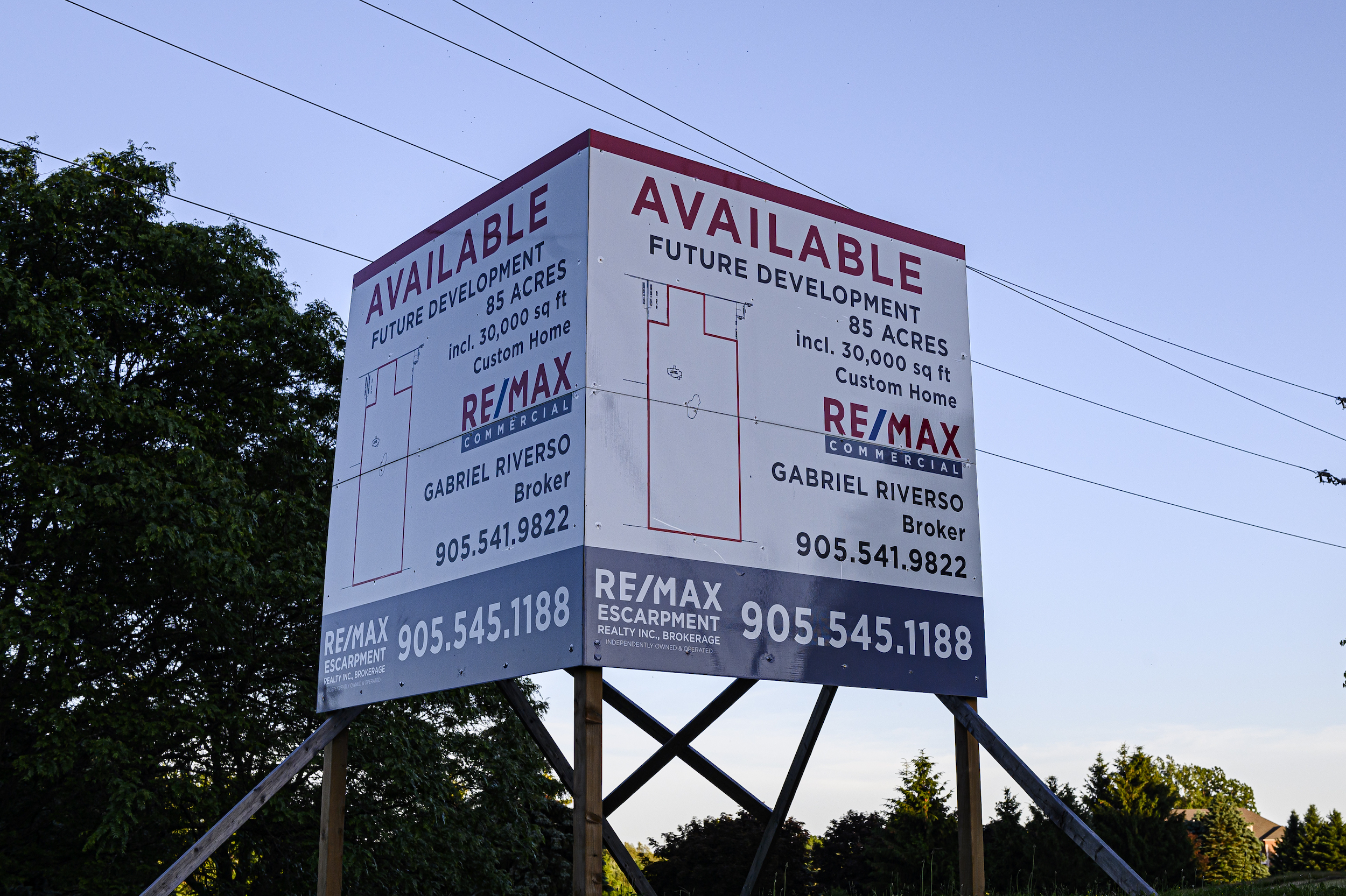 A real estate sign on the lot encompassing the Garner marsh, in Hamilton, Ont.