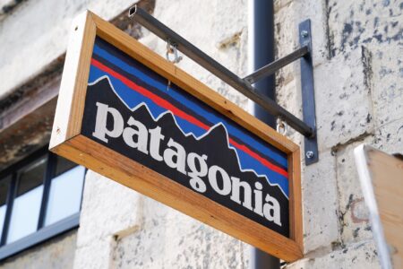 A photo of a Patagonia store sign