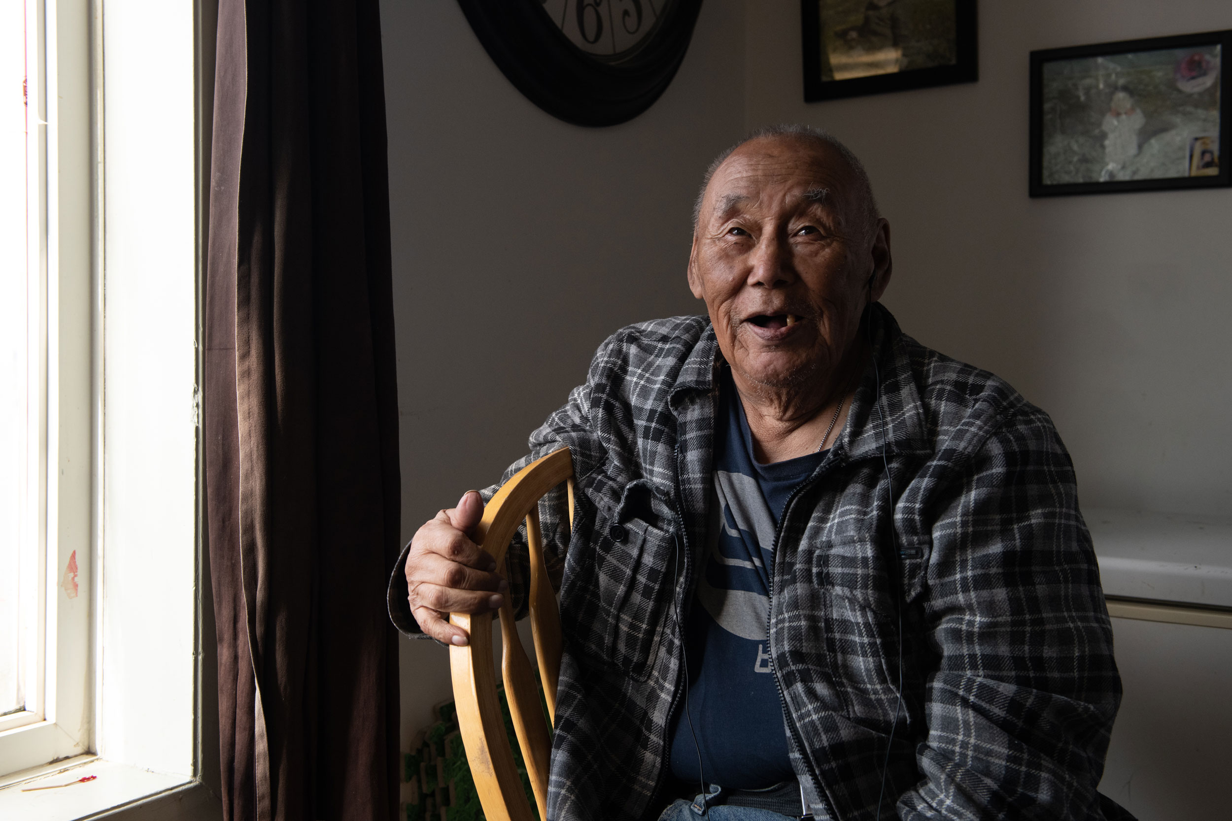 Elder Louis Angalik has watched the landscape around him shift over his 80-some years. The sea is getting shallower, he says.
